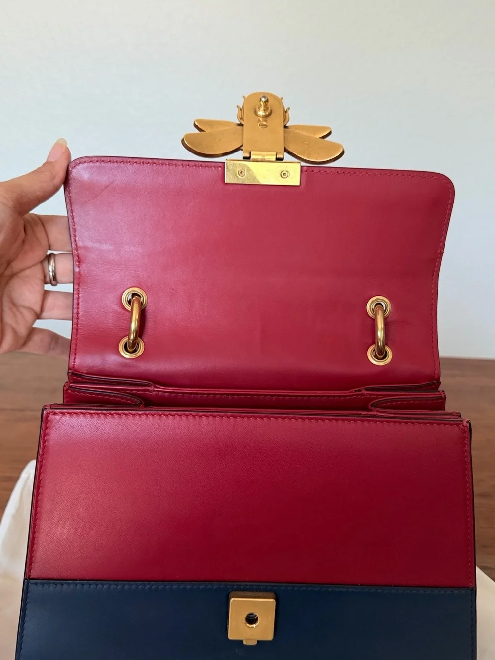 GUCCI QUEEN MARGARET COLORBLOCK LEATHER BEE BAG